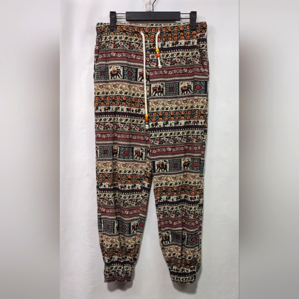 NWT Z Man Ethnic Print Jogger Pants Mens M Multicolor Artsy Retro Boho 90s Y2K